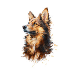 Alert shepherd dog painted in vivid brushstrokes
