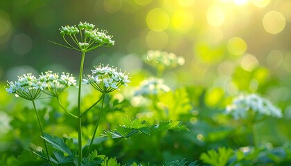 Beautiful White Flowers in Sunlight.