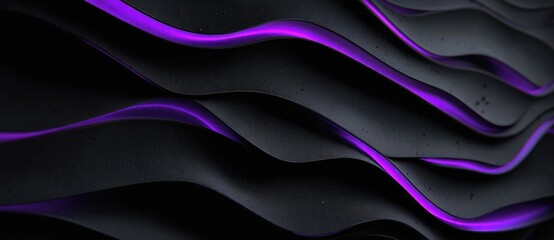 Wavy black surface illuminated with purple lights