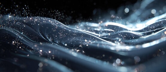 Fluid patterns of shimmering water in dark setting