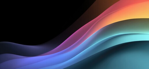 Colorful abstract waves flowing in dark background