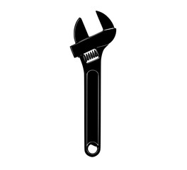 a black and white silhouette of a wrench on a plain transparent backgroundblack, repair, screwdriver, tool, wrench 
