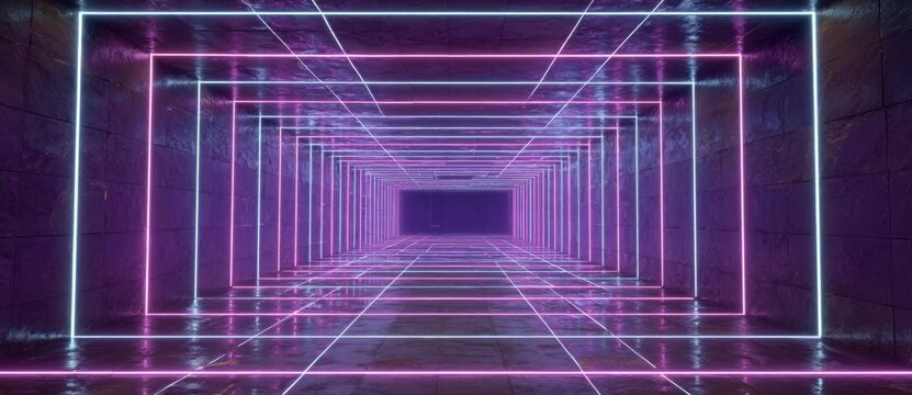Neon tunnel lights create a mesmerizing vibe