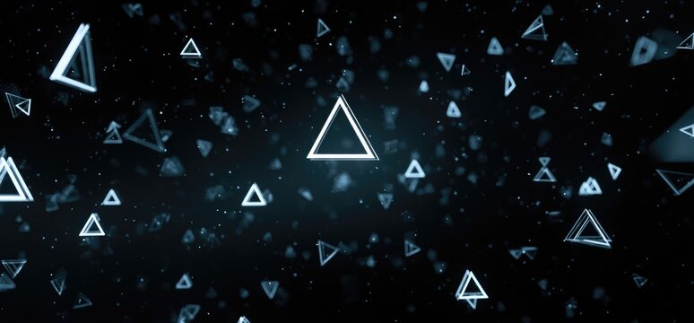 Floating triangle patterns in dark space - Powered by Adobe