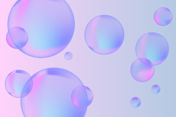 Abstract modern realistic gradient bubbles for wallpaper design. 3D gradient background. Drawing style. Trendy vector style.