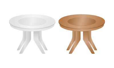 Vector Two Tables in White and Brown Colors. Perfect for Furniture, Home Interiors, and Decoration.