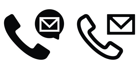 Email and Phone Alert Notification Icons Set – Security Warning, Spam Call, and Important Message Glyph Vector Illustration