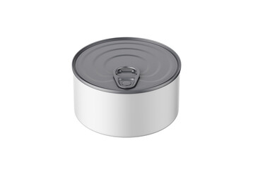Realistic Tin Can Mockup with Blank Label for Food, Fish, Beans, Pet Food or Canned Product Packaging Design Presentation on Transparent Background