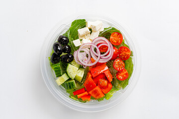 Crisp greens served with cherry tomatoes, olives, cucumber, and feta create a healthy delight