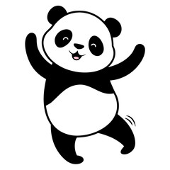 Adorable panda coloring simple design minimal clean vector illustration