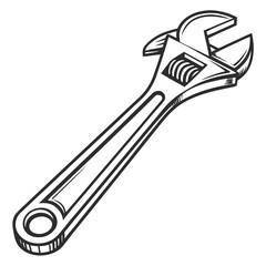 Adjustable wrench minimal clean tool design white background vector illustration