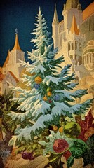 Fototapeta premium Christmas tree vintage vintage mobile wallpaper