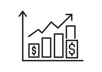 Chart of increased dollar rate line art vector