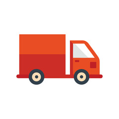 Orange and red delivery truck icon On Transparent Background