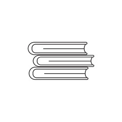 Simple Outline Stack of Three Books Icon: Vector Line Art Symbol for Education, Learning, Library, School, Reading, and Academic Knowledge Concepts.