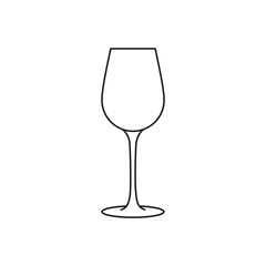 Elegant Outline Wine Glass Icon with Stem: Vector Line Art Symbol for Beverage, Celebration, Bar, Restaurant Menu, and Alcohol Concepts.