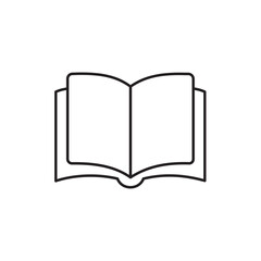 Simple Outline Open Book Icon with Blank Pages: Vector Line Art Symbol for Education, Reading, Learning, Library, Study, and Knowledge Concepts.
