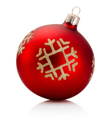 Christmas red decoration bauble isolated on white background