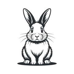 Monochrome Rabbit Illustration: Detailed Vector Art for Children's Books and Graphic Design
