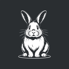 Rabbit Illustration Showing Tranquility and Beauty of Wild Fauna in Monochrome Style