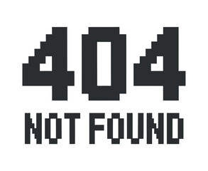 Pixelated Error Message: 404 Not Found on Transparent Background