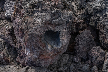 Lava Trees and Tree Molds. Lava Flows and spatter deposits of July 19 to 22, 1974. Chain of Craters Road. Hawaiʻi Volcanoes National Park. 