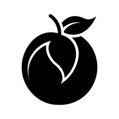 Apricot Fruit Black Silhouette Vector Illustration