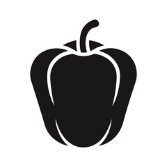 Bell Pepper Black Silhouette Vector Vegetable Icon