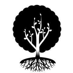 Black and white vector illustration of a tree
