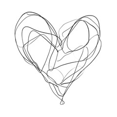 Abstract scribbled heart drawn with a single continuous line.