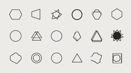 Collection of modern minimalist geometric and abstract shape icons.