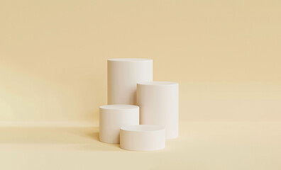 Minimal Cylinder Podium Display Stand on Beige Background — Product Mockup for Branding and Presentation
