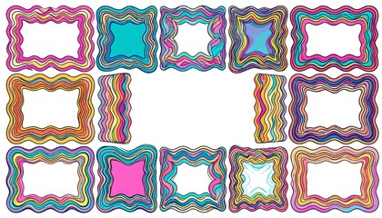 Colorful Wavy Frames, Decorative Borders, Geometric Design.