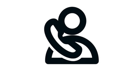 Obraz premium Simple black line icon of a person making a phone call.