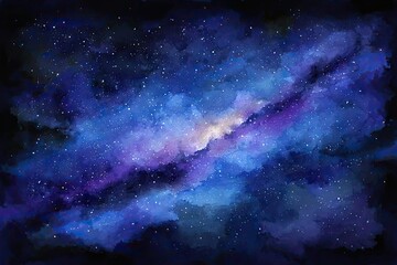 Fototapeta premium Painted depiction of a galaxy, swaths of color and light among sparkling stars
