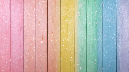Pastel rainbow wooden planks in vertical alignment for creative background design