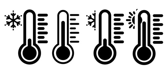 Fototapeta premium Thermometer with Sun and Snowflake Symbols for Temperature Indicator