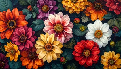 Vibrant Colorful Flower Arrangement.