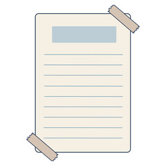 Line Page With Clear Tape Memo Notes Book Loose Leaf Paper Illustration