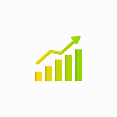 Financial growth bar chart with upward trend arrow