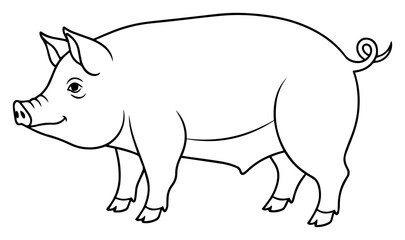 Cute Pig Sketch Outline – farm animal hand‑drawn vector illustration