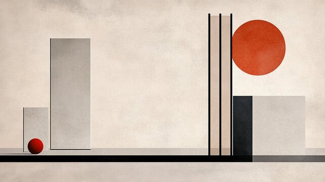 Abstract textured grainy illustration with geometric shapes