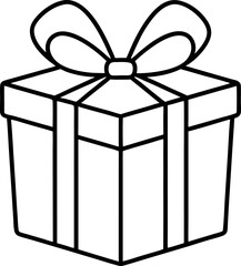 Minimalist Gift Box Icon with Ribbon and Bow