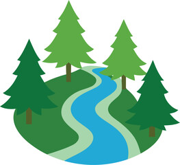 forest river clip art on transparent background