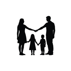 Happy family holding hands silhouette