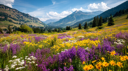 Fototapeta premium field of wildflowers spring meadow