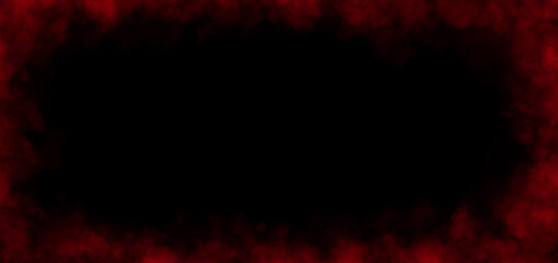 Wide red smoky frame with transparent background and soft fog edges for modern digital overlay projects