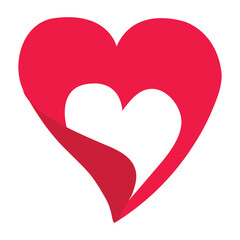 Double Heart Symbol – Red Love Icon with Layered Romantic Design Vector Illustration