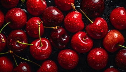 Close Up of Fresh Red Cherries.