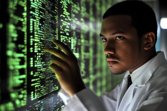 Medical coding specialist working data abstract